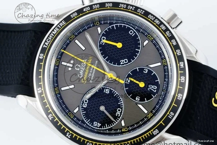 0314 ZipUp Speedmaster Racing Master SS HKF Best Edition Gray Black Dial on Black Rubber Strap A 7811